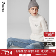 帕羅（PALUOPO）女半高領(lǐng)彩點夾花休閑個性提花秋冬保暖毛衣女長袖針織 古董白 L (105碼)