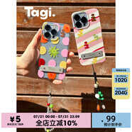 Tagi.水果鉆石《小尾巴》隱藏折疊金屬支架透明手機殼手機掛鏈蘋果15p 手工測量 不同材料型號有0.5厘米左右誤差 請諒解 iPhone 其他型號