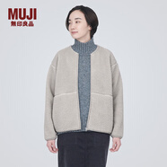 無印良品（MUJI）女式  長(zhǎng)毛抓絨 夾克 短款外套女  簡(jiǎn)約風(fēng) BB2NSA3A 淺灰色 M(160/84A)