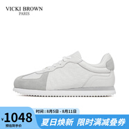 VICKI BROWN【VB男鞋】法國(guó)品牌男士皮鞋舒適印花小白鞋潮流男士休閑鞋戶外 白灰 42