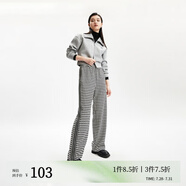 VEROMODA休閑褲秋冬千鳥(niǎo)格松緊高腰直筒針織長(zhǎng)褲女3233PL043 S59黑色 160/64A/S