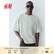 H&M男裝T恤2025年夏季新款大廓形T恤1294399 薄荷綠 XS 165/84
