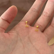 BMOI老鳳凰正品黃金色mini小金蝴蝶結耳釘女ins精致小巧簡(jiǎn)約養 小金蝴蝶結耳釘【一只】同