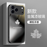彩繪師 適用蘋果17ProMax手機殼5G金屬漆玻璃iPhone 17Air鏡頭全包防摔硅膠保護套簡約漸變楓葉男女新款 蘋果17Pro【黑楓葉】鏡頭全包