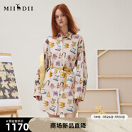 謎底連衣裙長(zhǎng)袖女2025秋季新品磨毛油畫(huà)花卉H型襯衫裙253ML1041 淺駝花 S