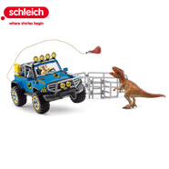 思樂（Schleich S）仿真動(dòng)物恐龍模型套裝迅猛龍霸王龍男孩兒童玩具生日禮物3+ 迪諾前哨基地的越野車41464