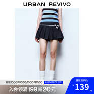 UR2025夏季新款女裝復(fù)古學(xué)院風(fēng)系帶超短款牛仔半裙UYU850055 靛藍(lán) XXS