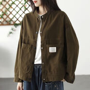 俞兆林（YUZHAOLIN）春秋外套女2025新款韓版寬松大口袋復古休閑洋氣百搭夾克衫 洋氣咖色 L 建議110-125斤