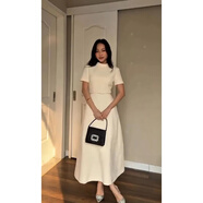 富家千金高級(jí)感半高領(lǐng)短袖連衣裙女2025夏季新款蝴蝶結(jié)收腰連衣裙 連衣裙[高品質(zhì)] S80-95斤 均碼