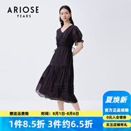 艾諾絲雅詩商場同款夏季新品時尚高腰鏤空設(shè)計(jì)高腰連衣裙20519041 黑色 2XL