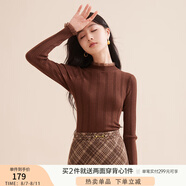 香影【抗起球科技針織衫】2024新款木耳邊半高領(lǐng)針織打底衫女秋冬 咖啡 木耳邊領(lǐng) N844008 L