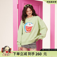 拉拉波波哆啦A夢(mèng)新款設(shè)計(jì)感減齡薄衛(wèi)衣女圓領(lǐng)寬松顯瘦高級(jí)上衣ABCD-WSTS18 綠色 S
