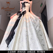 VANCAMEL香檳色晚禮服輕奢小眾生日洛麗塔高端成人禮主持年會(huì )吊帶公主裙女 香檳色連衣裙 S