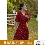 獨(dú)束大碼女裝法式小翻領(lǐng)連衣裙女夏季新款遮肉顯瘦雪紡裙子 紅色(dy) 2XL
