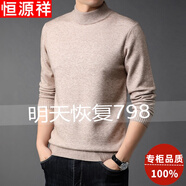 恒源祥100%純羊毛絨衫羊毛衫男加厚半高領(lǐng)毛衣中年男士針織打底保暖衣服