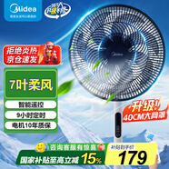 美的（Midea）電風(fēng)扇家用落地扇立式節(jié)能風(fēng)扇輕音低噪大風(fēng)量轉(zhuǎn)頁(yè)扇臥室宿舍臺(tái)式搖頭小型電扇國(guó)家補(bǔ)貼 【7葉勁風(fēng) 加大尺寸 遙控款】黑白SAH35BJD
