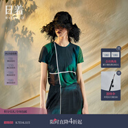 日著（rizhuo）原創(chuàng)設(shè)計(jì)女裝2024夏季新款別致印花上衣薄款寬松棉短袖t恤 青印 L