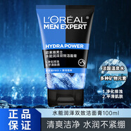 歐萊雅（LOREAL）男士洗面奶磨砂抗黑頭痘印火山巖深層清潔毛孔控油角質(zhì)護(hù)膚 水能雙效潔面100ml