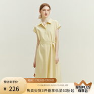 范思藍恩正式場合黃色面試連衣裙女夏季氣質通勤無袖襯衫裙12074 黃色 M
