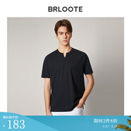 巴魯特（Brloote）短袖T恤男新疆長絨棉舒適小V領(lǐng)簡約黑白t恤衫夏季 黑色 165/88A