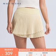 MAIA ACTIVE 壓褶網(wǎng)球裙含安全褲運(yùn)動(dòng)短裙休閑日常瑜伽半裙51SK02 香草黃 S