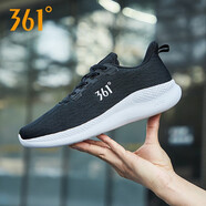 361°男鞋運動(dòng)鞋子男款2024新款秋冬網(wǎng)面休閑跑鞋透氣黑色跑步鞋 9-黑白(飛織透氣) 44 【正碼正拍】