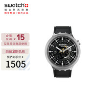 斯沃琪（Swatch）瑞士手表 金屬不朽耀黑 畢業(yè)禮物時尚夜光石英大尺寸表SB07S105