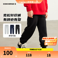 Converse匡威兒童裝男童褲子春秋兒童運動(dòng)褲小學(xué)生修身長(cháng)褲秋冬季束腳褲子 正黑色-春秋毛圈 24批 130 /56 【建議身高116-122cm】