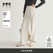 麥檬秋冬爆款版型MM麥檬口碑褲軟糯冬日神褲絨感直筒顯瘦針織休閑褲 米白5F8952692-2（秋季5~25℃） M （105-120斤）