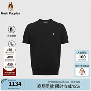 Hush Puppies【細(xì)膩柔軟】暇步士男裝2025夏季簡約透氣真絲短袖圓領(lǐng)衫 曜石黑 2XL