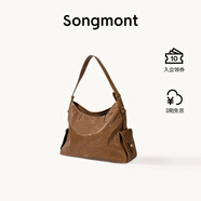 Songmont【李娜同款】山下有松循跡系列hobo包植鞣牛皮斜挎軟包 檀棕 小號 現(xiàn)貨