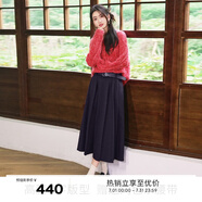 伊芙麗氣質通勤赫本風顯瘦A字大裙擺傘裙女2023秋冬新款半身裙女 藏青 160/64A/M