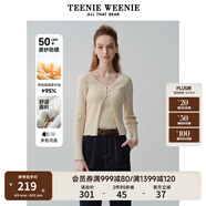 Teenie Weenie【原紗防曬】小熊淑女白色毛衣針織開衫長袖打底衫女空調(diào)衫 乳白色 L (170)