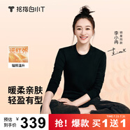 拇指白小T【買1 送1】李小冉長袖t恤男士打底衫磨毛加厚保暖熱T秋冬 熱特姆【薄絨】女款-黑色+黑色 L