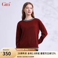 吉蒂（GITTI）2024秋季新款假兩件套頭針織衫女休閑顯瘦大碼毛衣G245408 133酒紅色 常規(guī) 2/M