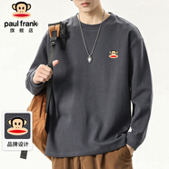 大嘴猴（paul frank）長(cháng)袖t恤男士純棉春秋季重磅韓版衛衣男休閑打底衫男裝 深灰色 XL