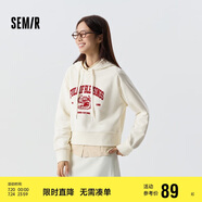 森馬[陳都靈同款]衛(wèi)衣女短款福龍印花紅色短外套101124116005