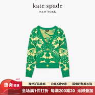 凱特·絲蓓紐約（Kate Spade New York）【2024新款】 熱帶樹(shù)葉印花開(kāi)衫外套上衣輕奢通勤女 草綠色拼色 XS