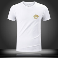 VERSACE JEANS COUTURE范思哲PATRICK EWING美杜莎夏裝t恤短袖男士潮牌刺繡燙鉆大碼白色 191短袖白色 L [120-138斤]