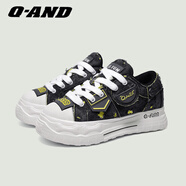 奇安達Q-AND男鞋2025新款休閑增高丑萌大頭鞋黑色透氣運動(dòng)帆布鞋 隕石灰/礦石黃 36