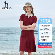 哈吉斯（HAZZYS）女裝翻領(lǐng)單排扣文藝感時(shí)尚連衣裙AQWSE03BF01