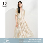 玖姿·安娜蔻度假風(fēng)暈染印花不規則剪裁設計感連衣裙女2025夏季新款 花淺黃 M