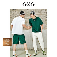GXG男裝 夏季新款重磅系列精致小字母繡花圓領(lǐng)短袖T恤 白色 L