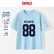 SPAO男女款短袖t恤夏季純棉親膚五分袖情侶校園潮流體恤SPDX25SD01LD 天藍(lán)#SP學(xué)院88 2XL