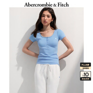 ABERCROMBIE & FITCH【多色亨利領(lǐng)】女裝25夏新款經(jīng)典小麋鹿修身短袖T恤KI139-5271 藍(lán)色 XL (170/112A)