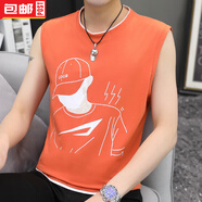 天爵鯊（SKYSIR SHARK）廣東普寧男t恤衫高端正品夏季士背心個(gè)性坎肩T恤籃球運(yùn)動(dòng)健身薄款 0513橙色 M 90-105斤
