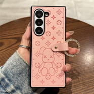 彩系三星zfold6手機殼新款zfold5暴力熊帶鉆指環(huán)折疊屏保護套zfold4奢華高級感Galaxy防摔zfold3皮套 【少女粉】暴力熊貼皮+帶鉆指環(huán) 三星Galaxy Z Fold 6