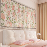 山頭林村美式掛毯臥室房間改造床頭裝飾掛布女生宿舍寢室出租屋背景布墻布 浪漫花開(kāi)-B_絨布 寬300*高150cm_魔術(shù)貼