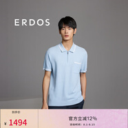 ERDOS【馬龍同款】春夏翻領(lǐng)短袖商務(wù)百搭通勤風(fēng)拉鏈男POLO衫 普羅旺斯藍(lán) XL 180/100A