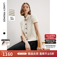 朗姿三醋酸法式復(fù)古小香風(fēng)短袖外套女士春季新款高級(jí)感短外套 米白色 XL